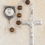 First Communion Rosary (brown beads)